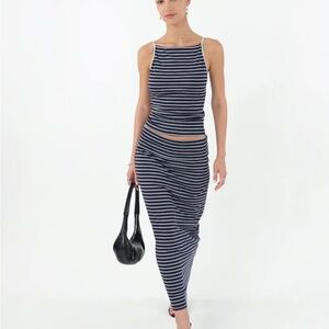 OGL Black and White Striped Skirt Set